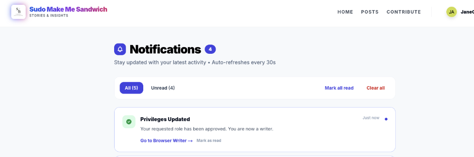User Success Notification